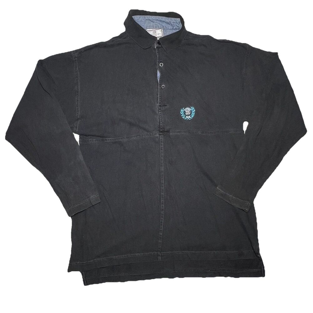 Givenchy Active  Washed Black Long Sleeve Polo Shirt Men’s Size Large VTG 90’s